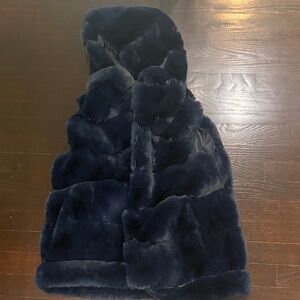 La Fiorentina Midnight Blue Faux Fur Vest